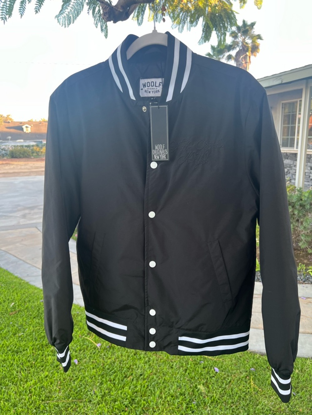 Woolf Originals NY Men’s Varsity Bomber Jacket Black NWT Size M